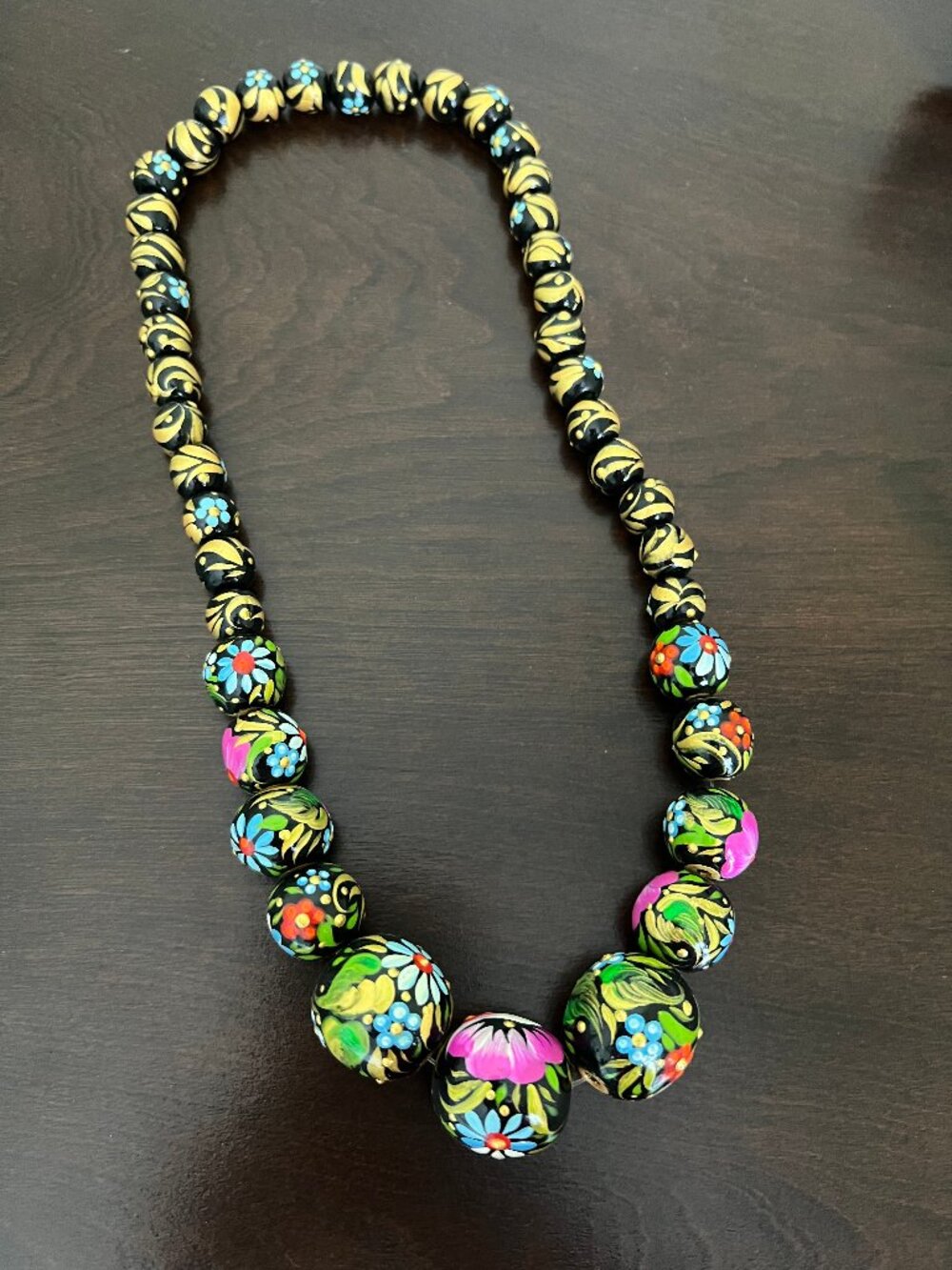 Ukrainian vintage hand crafted beaded necklace for women